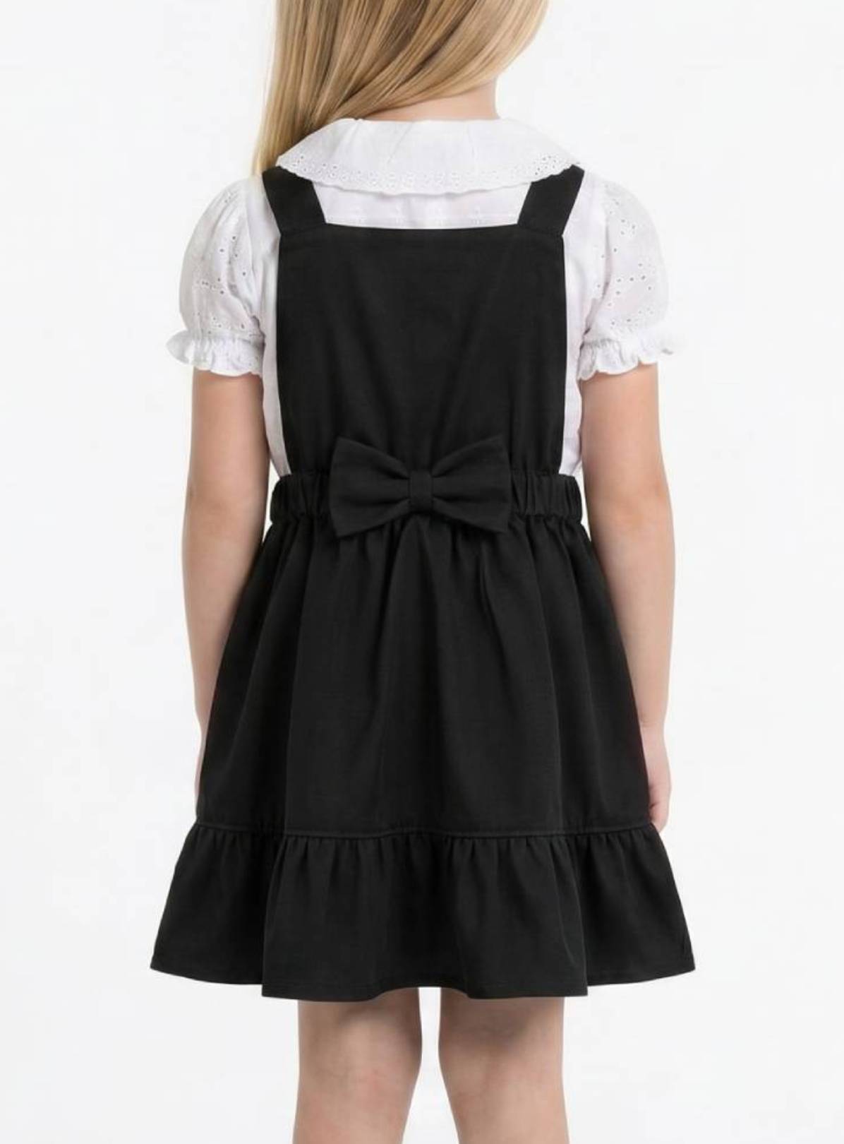 LELLI KELLY Becky Bow Detail Ruffle Pinafore Dress Black 3-4 Years - Image 3
