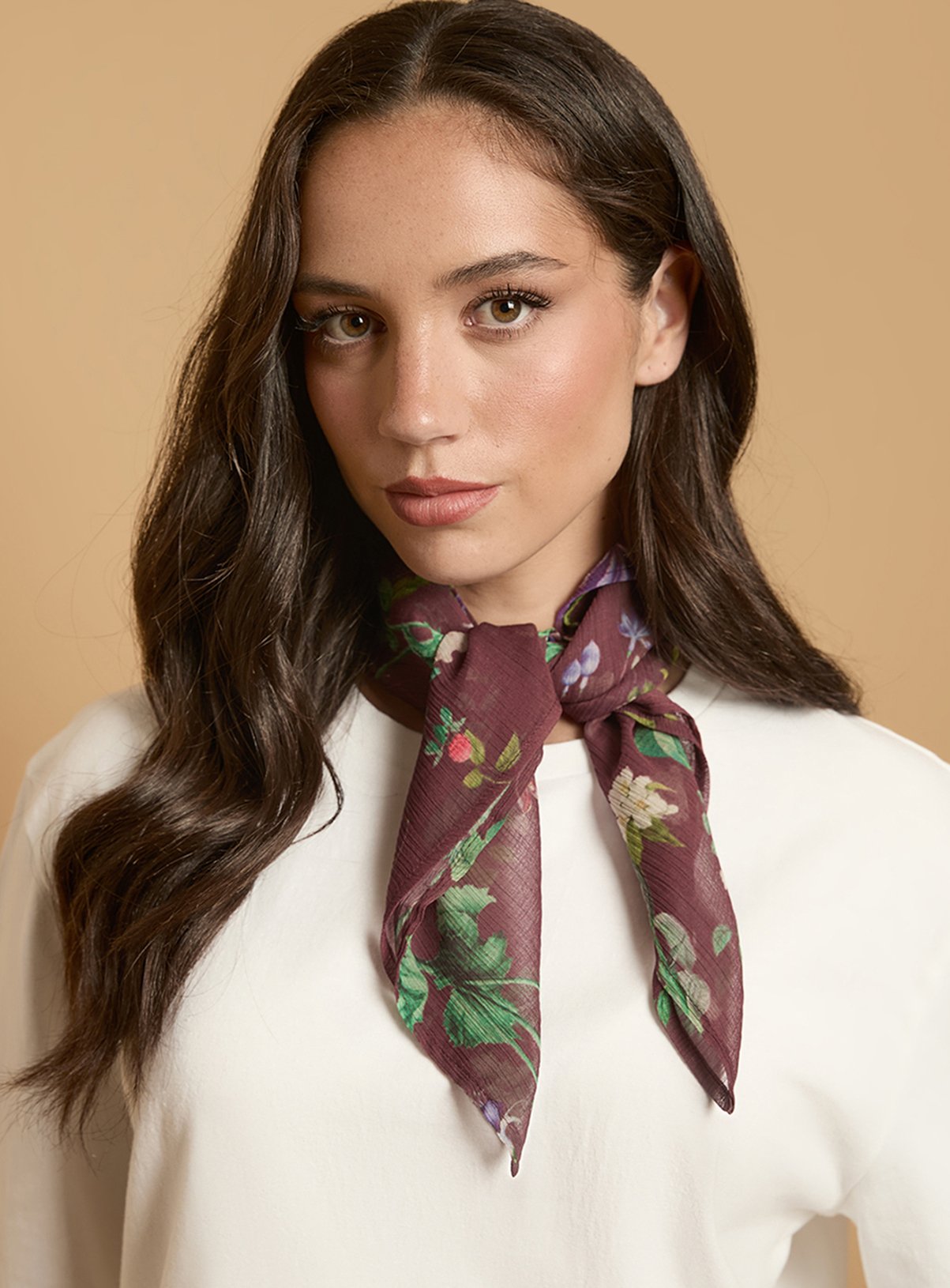 OASIS T-Shirt With Printed Floral Neck Scarf 12 - Image 2 thumbnail