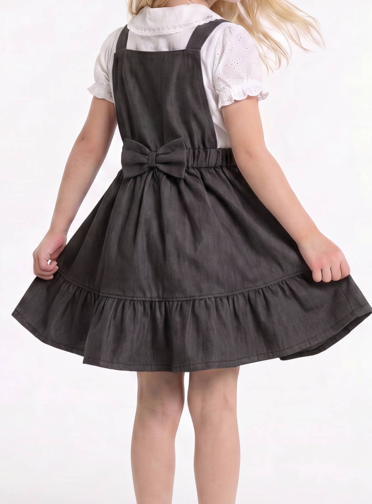 LELLI KELLY Becky Bow Detail Ruffle Pinafore Dress Grey 6-7 years - Image 2 thumbnail
