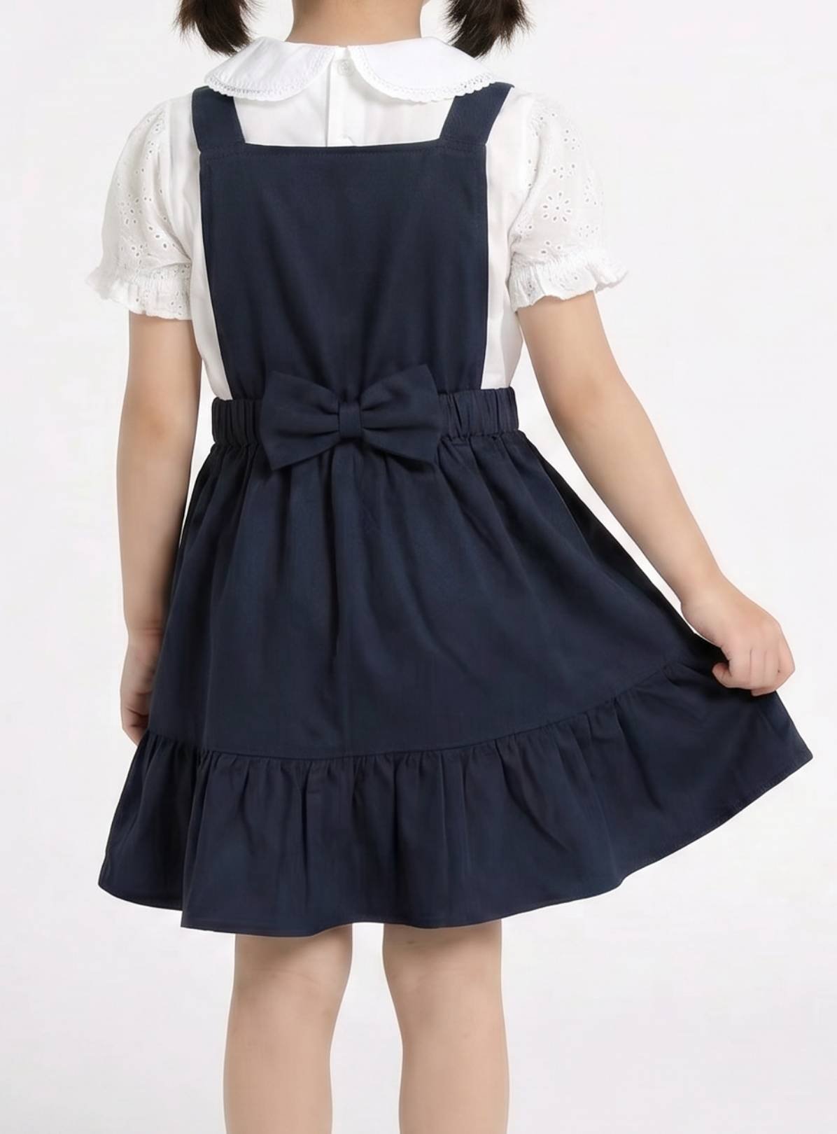 LELLI KELLY Becky Bow Detail Ruffle Pinafore Dress Navy 7-8 years - Image 2 thumbnail