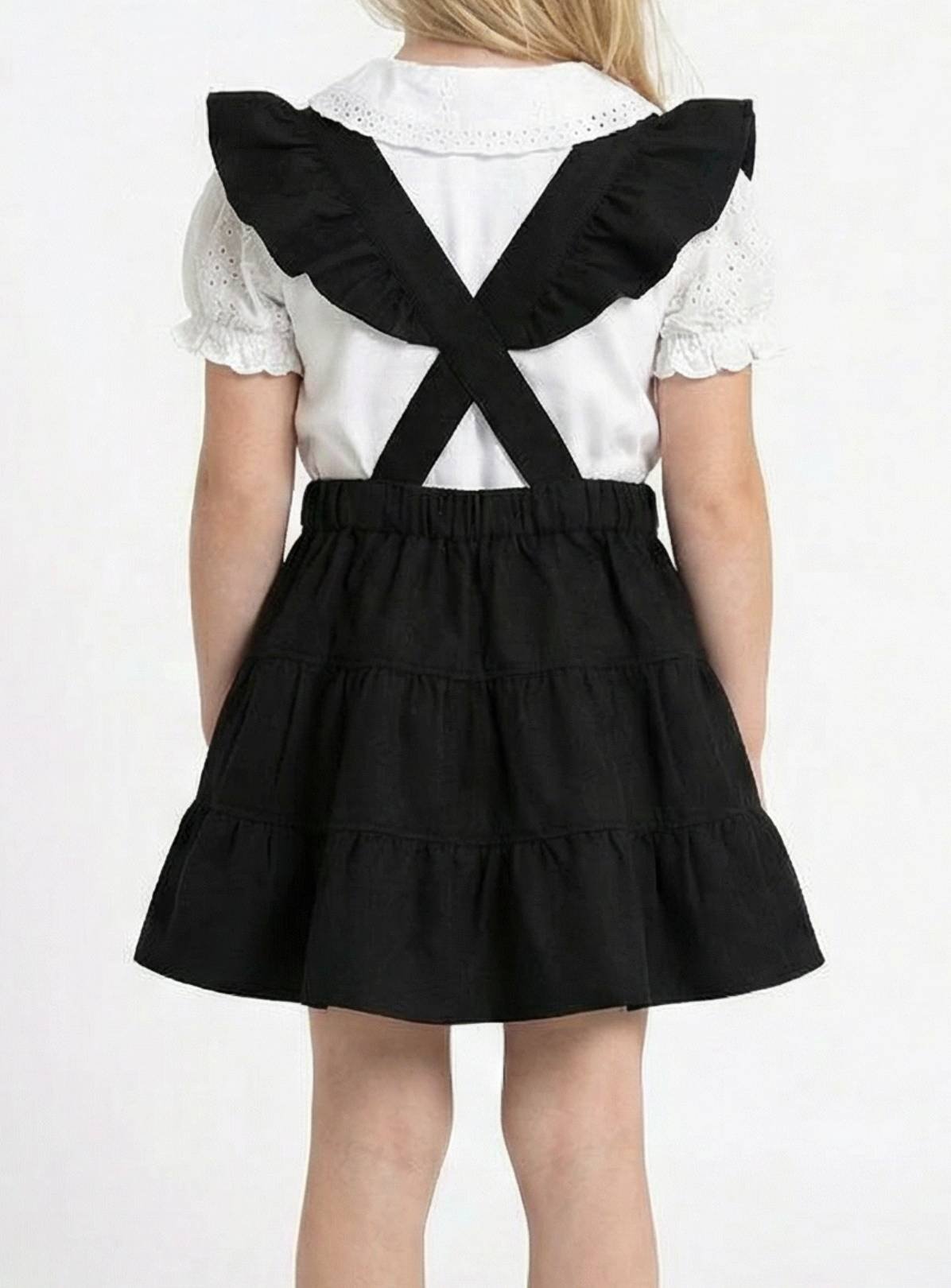 LELLI KELLY Bryony Tiered Pinafore Dress Black With Adjustable Ruffle Straps 8-9 years - Image 2 thumbnail