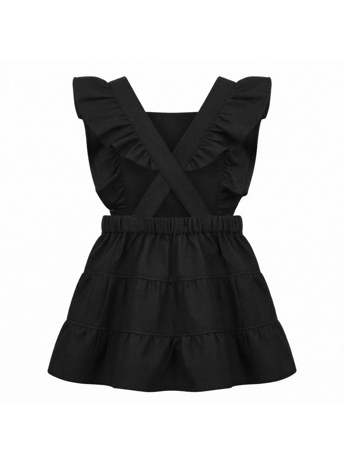 LELLI KELLY Bryony Tiered Pinafore Dress Black With Adjustable Ruffle Straps 8-9 years - Image 4