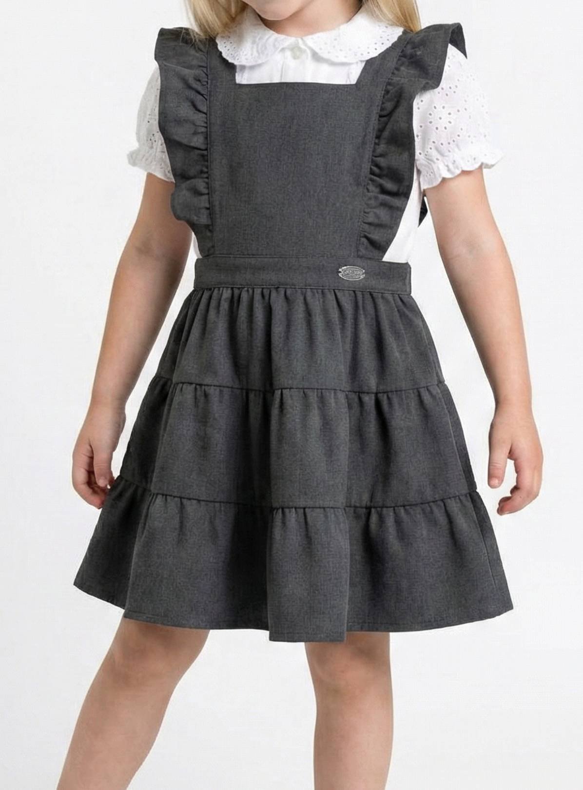 LELLI KELLY Bryony Tiered Pinafore Dress Grey With Adjustable Ruffle Straps 5-6 years - Image 2 thumbnail