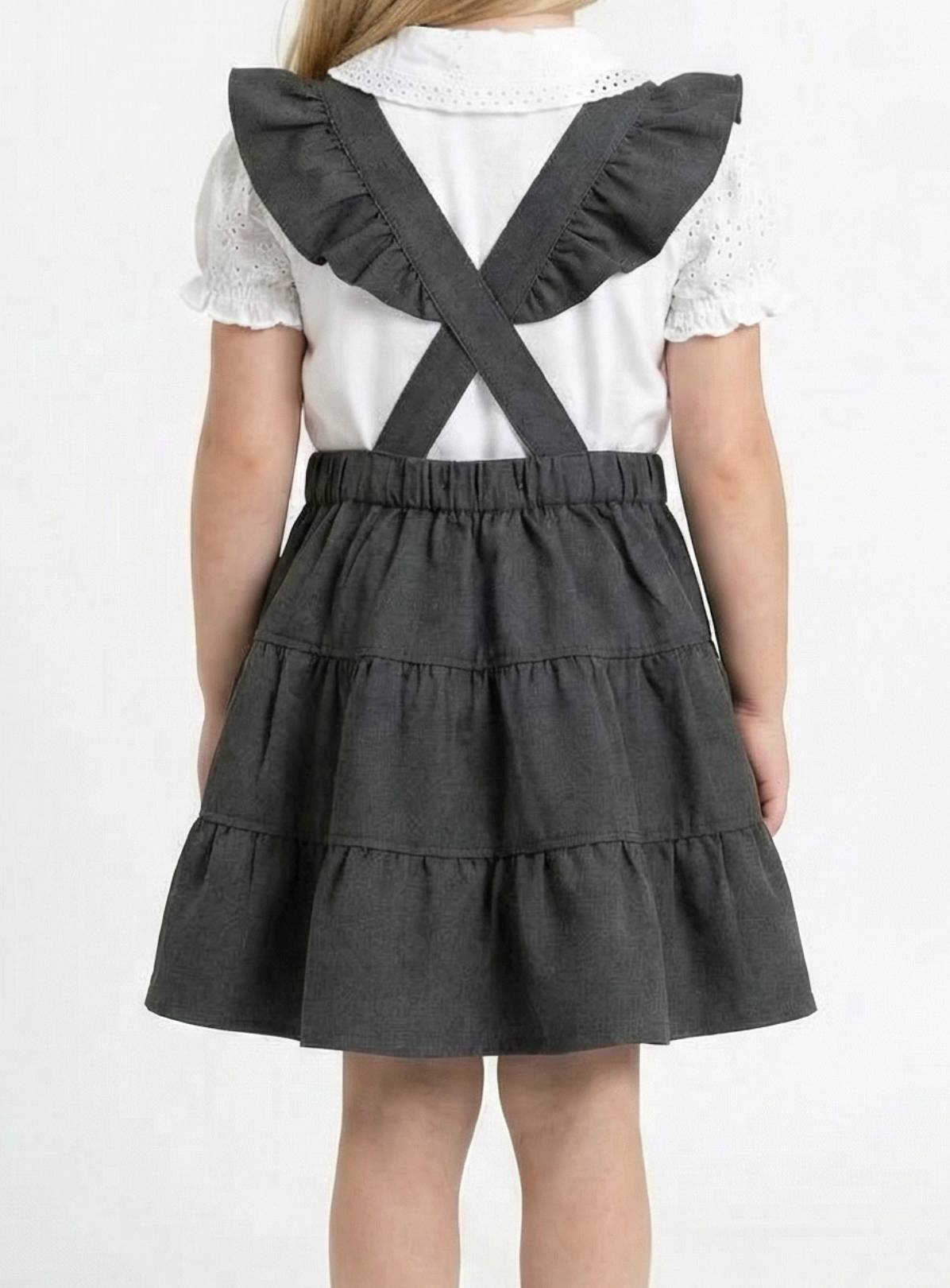 LELLI KELLY Bryony Tiered Pinafore Dress Grey With Adjustable Ruffle Straps 5-6 years - Image 3 thumbnail