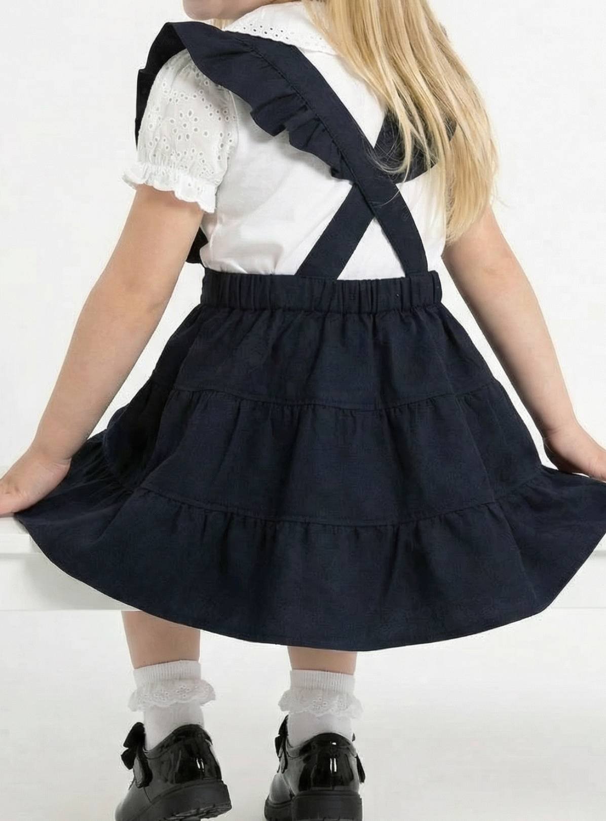LELLI KELLY Bryony Tiered Pinafore Dress Navy With Adjustable Ruffle Straps 7-8 years - Image 2 thumbnail