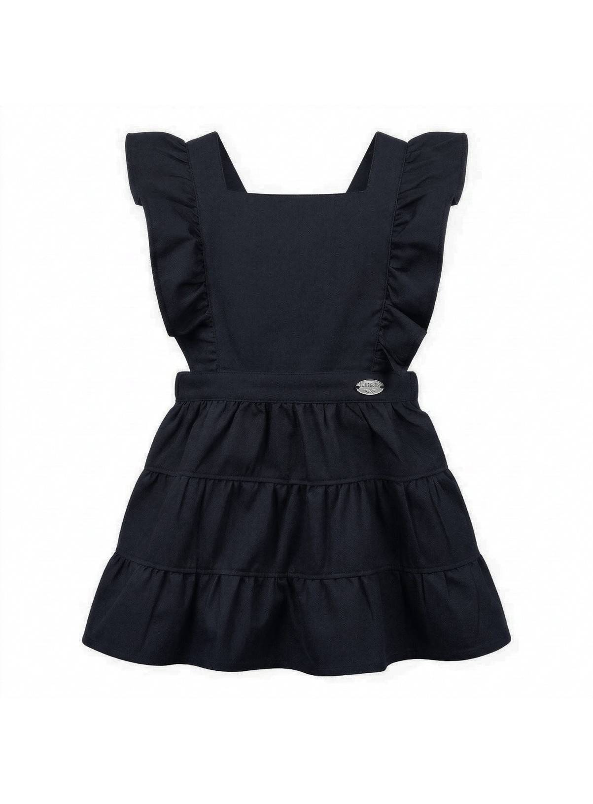 LELLI KELLY Bryony Tiered Pinafore Dress Navy With Adjustable Ruffle Straps 7-8 years - Image 3