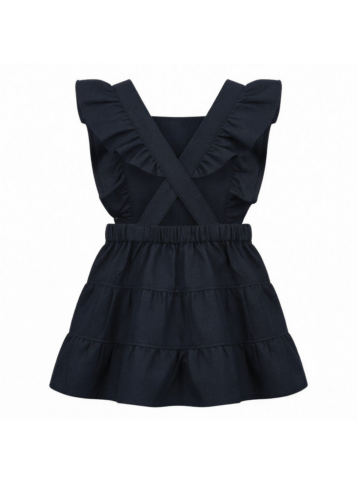 LELLI KELLY Bryony Tiered Pinafore Dress Navy With Adjustable Ruffle Straps 7-8 years - Image 4 thumbnail