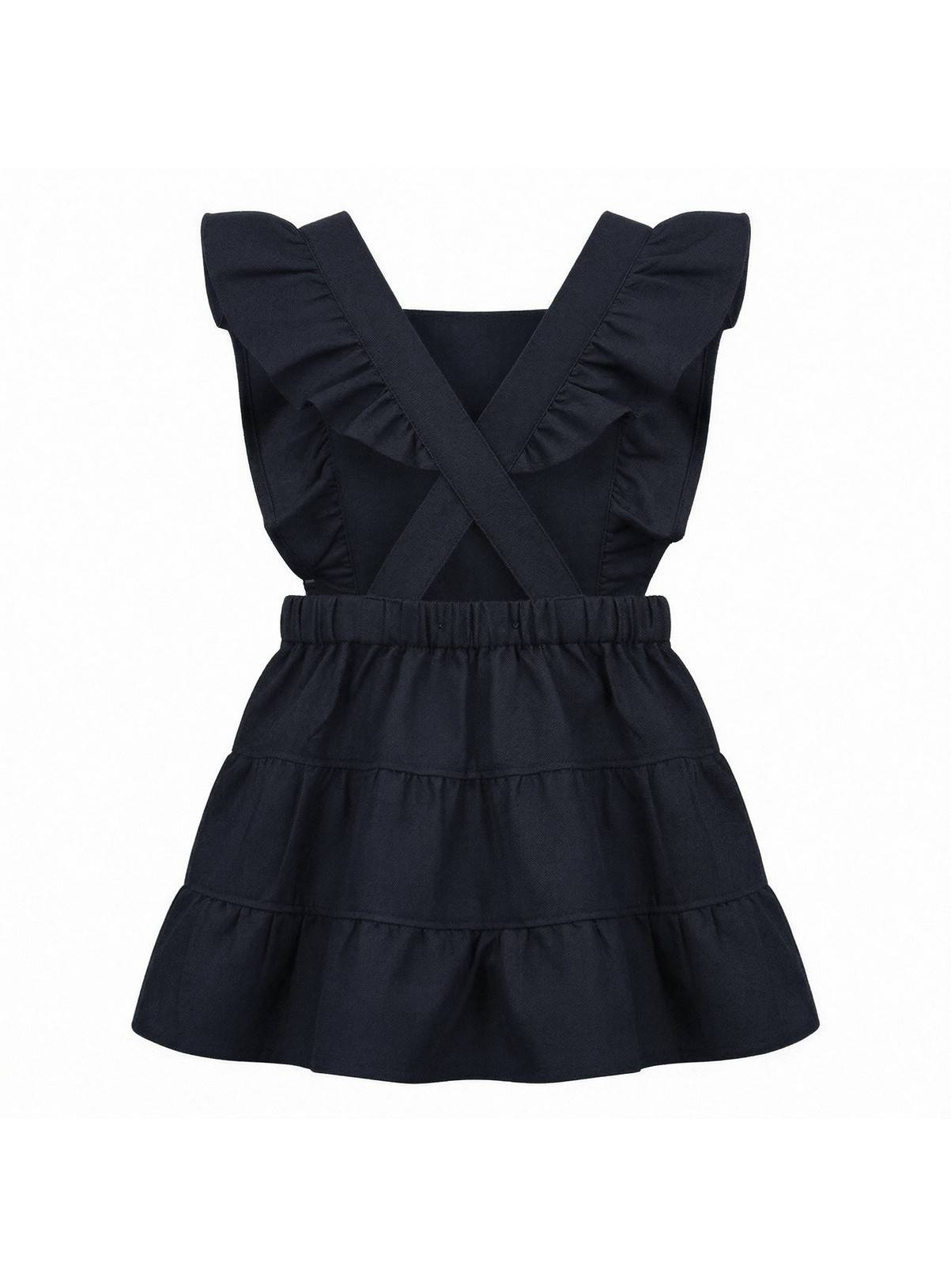 LELLI KELLY Bryony Tiered Pinafore Dress Navy With Adjustable Ruffle Straps 7-8 years - Image 4