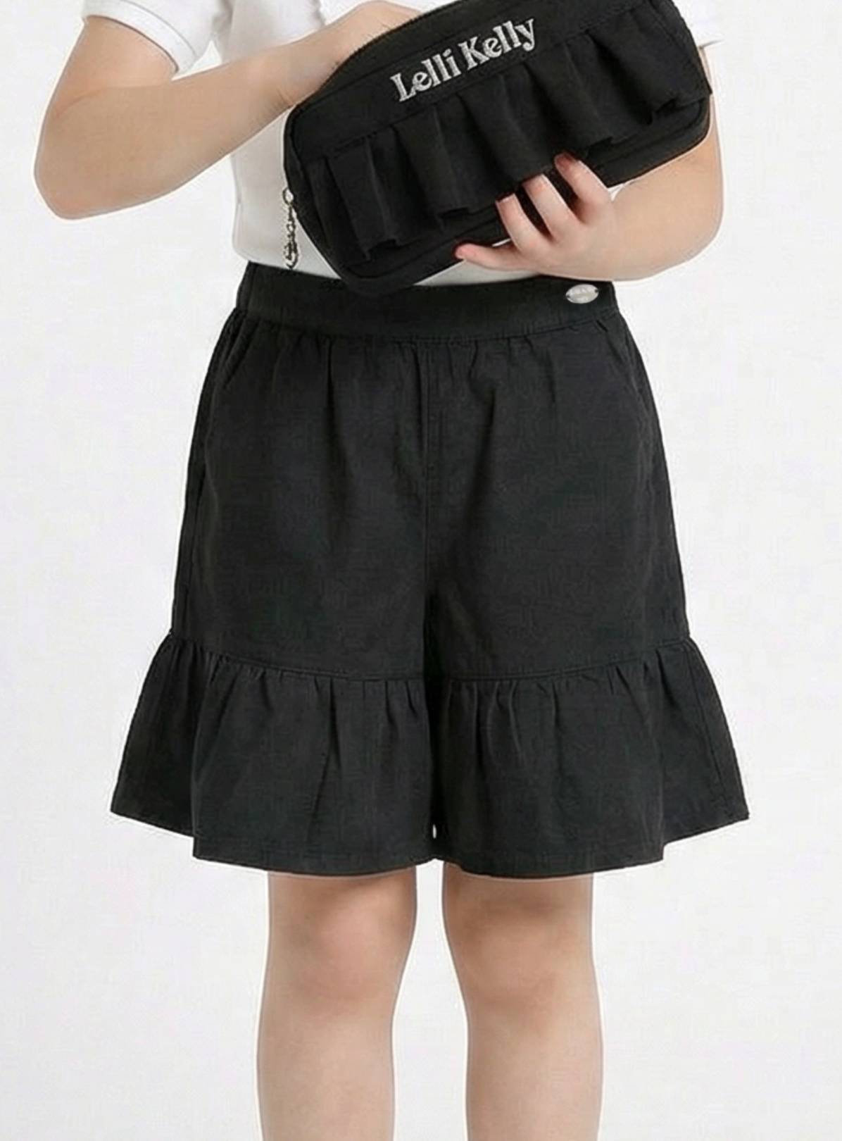 LELLI KELLY Bambi Bow Detail Flared Culotte Shorts Black 7-8 years - Image 1