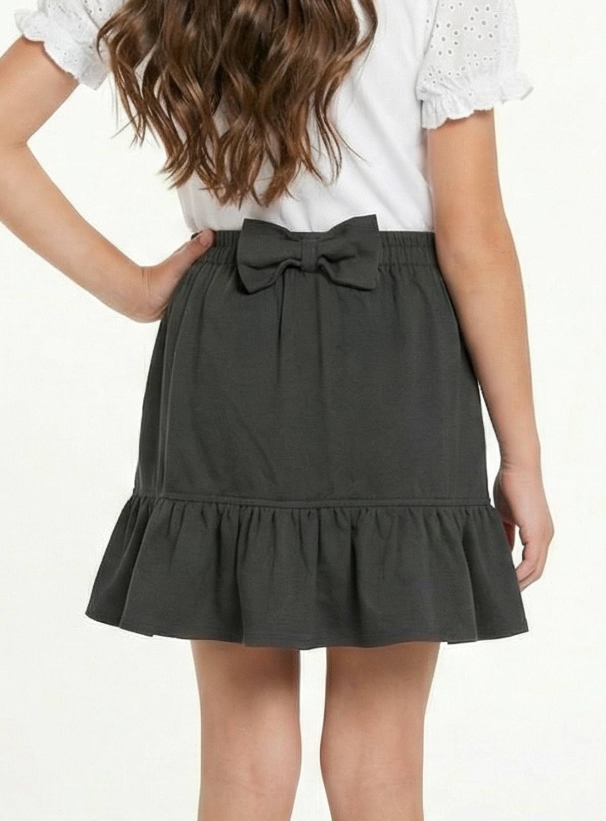 LELLI KELLY Betty Bow Detail Ruffle Skirt Grey 4-5 years - Image 2
