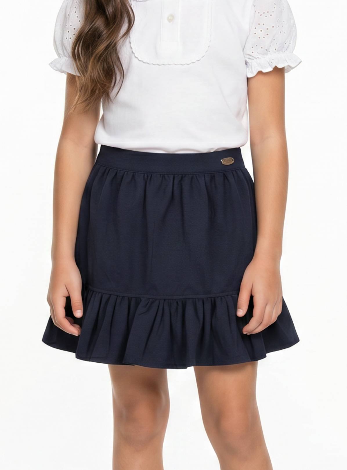 LELLI KELLY Betty Bow Detail Ruffle Skirt Navy 7-8 years - Image 1 thumbnail