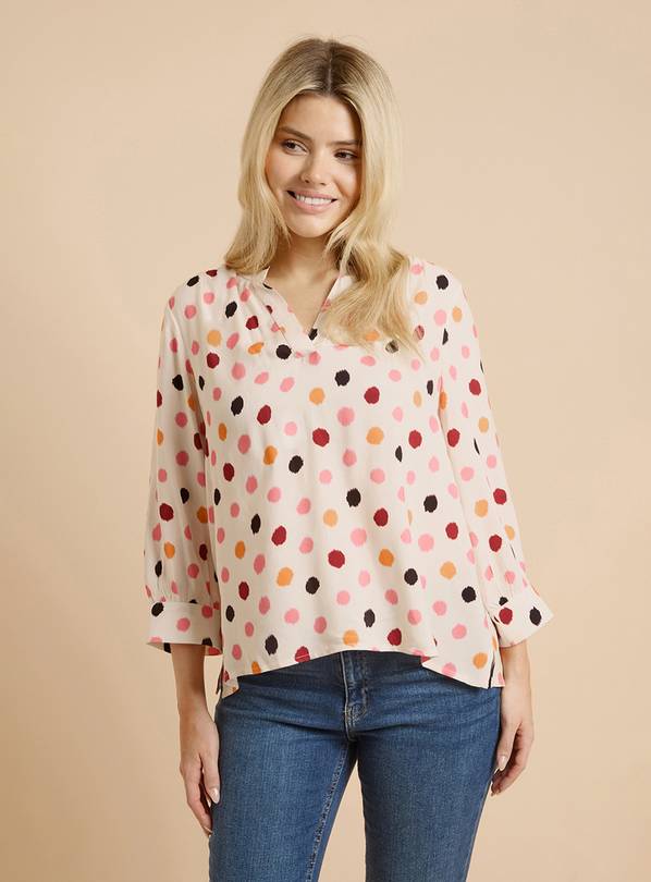 DOROTHY PERKINS Cream Spot Overhead Shirt 16