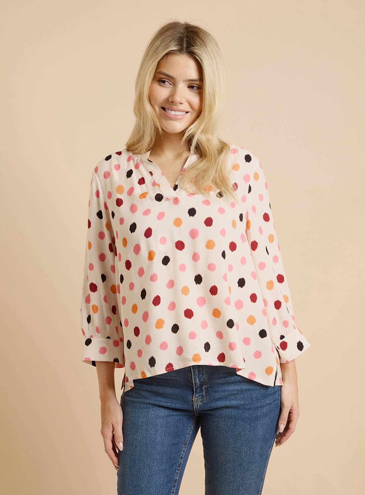 DOROTHY PERKINS Cream Spot Overhead Shirt 10 - Image 1