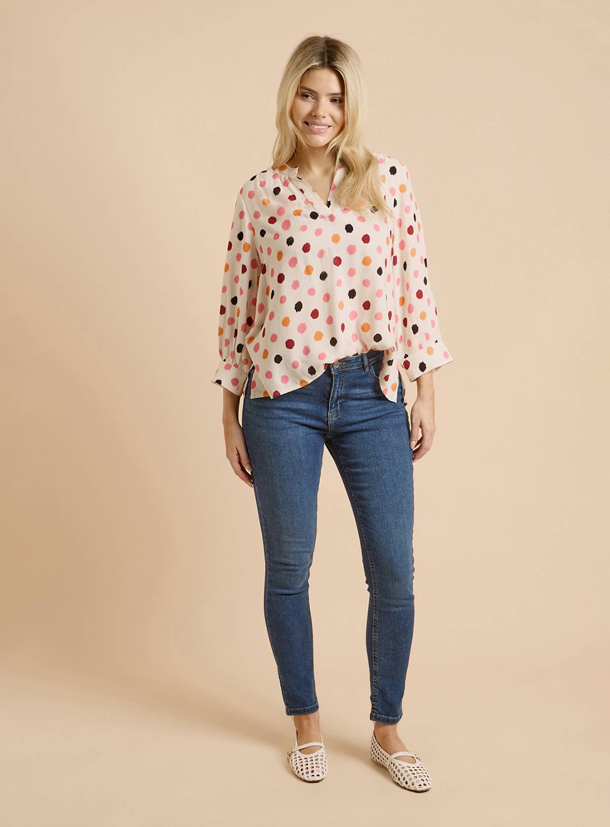 DOROTHY PERKINS Cream Spot Overhead Shirt 10 - Image 2