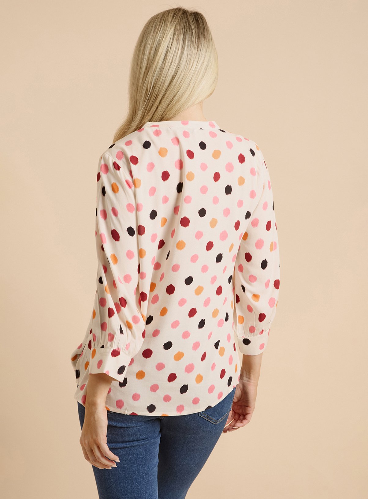 DOROTHY PERKINS Cream Spot Overhead Shirt 10 - Image 3 thumbnail
