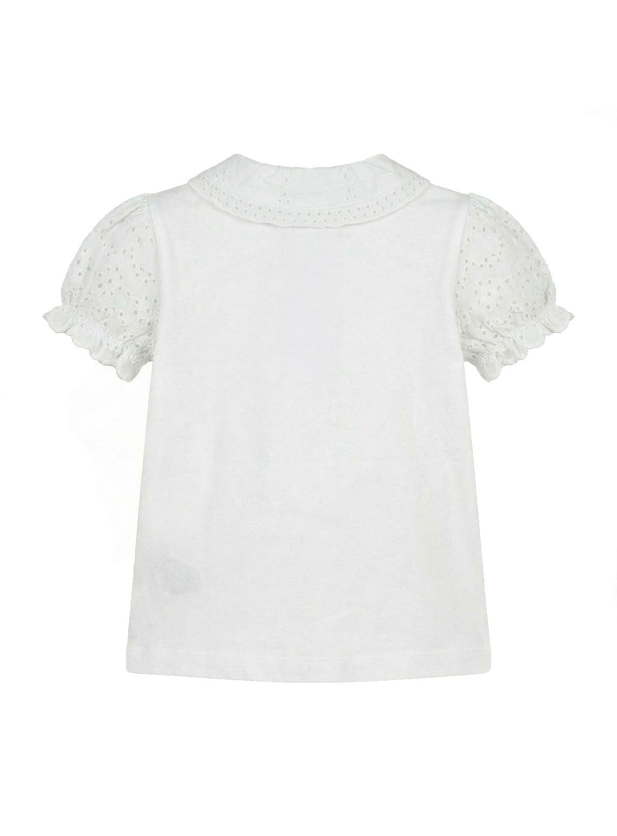 LELLI KELLY Bethany Puff Sleeve Embroidered Polo Shirt White 8-9 years - Image 4 thumbnail