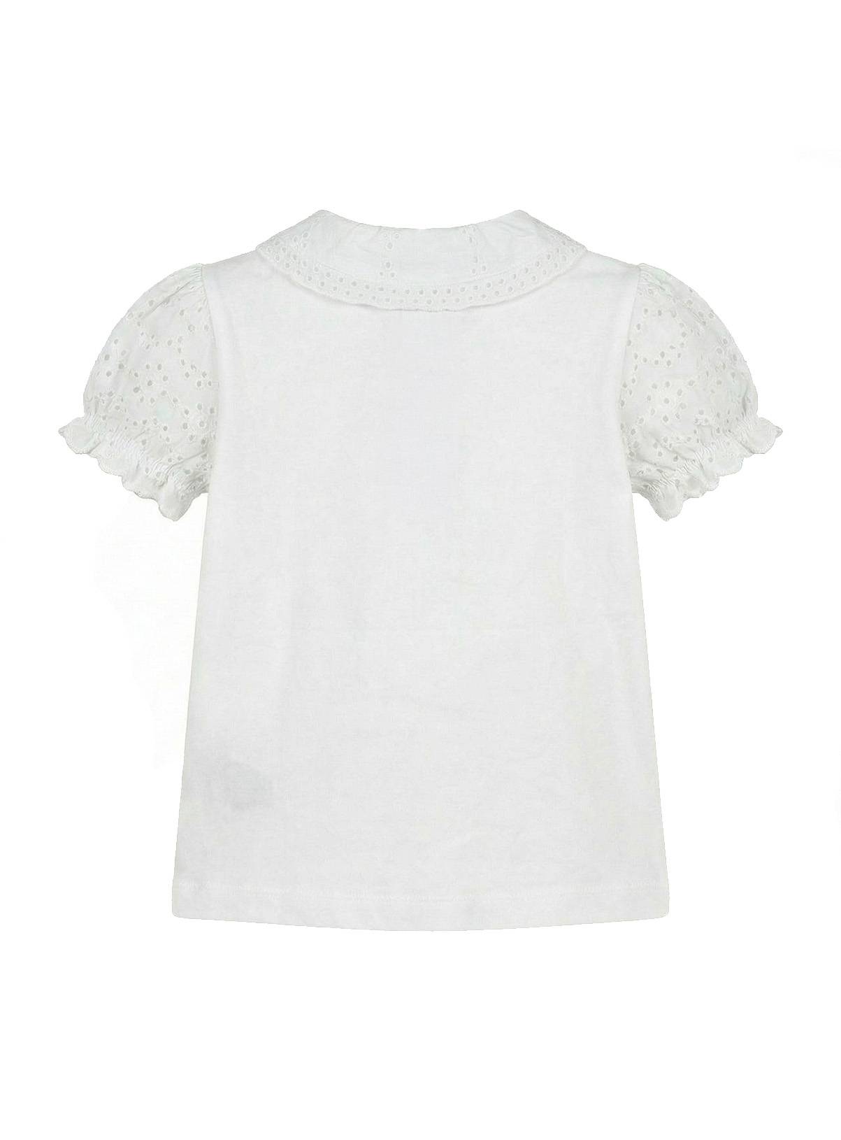 LELLI KELLY Bethany Puff Sleeve Embroidered Polo Shirt White 8-9 years - Image 4