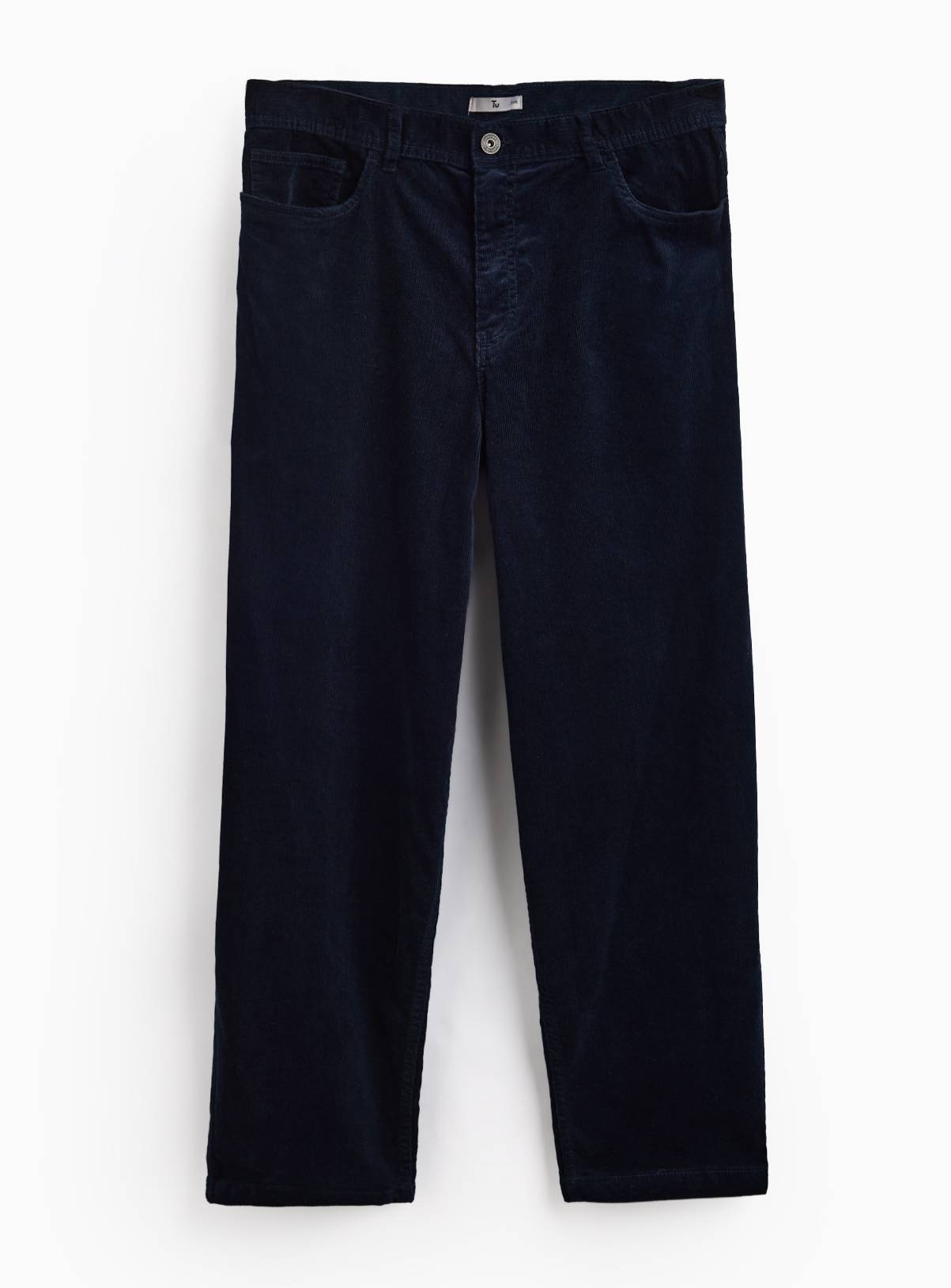 Navy Corduroy Barrel Trousers 32R - Image 3