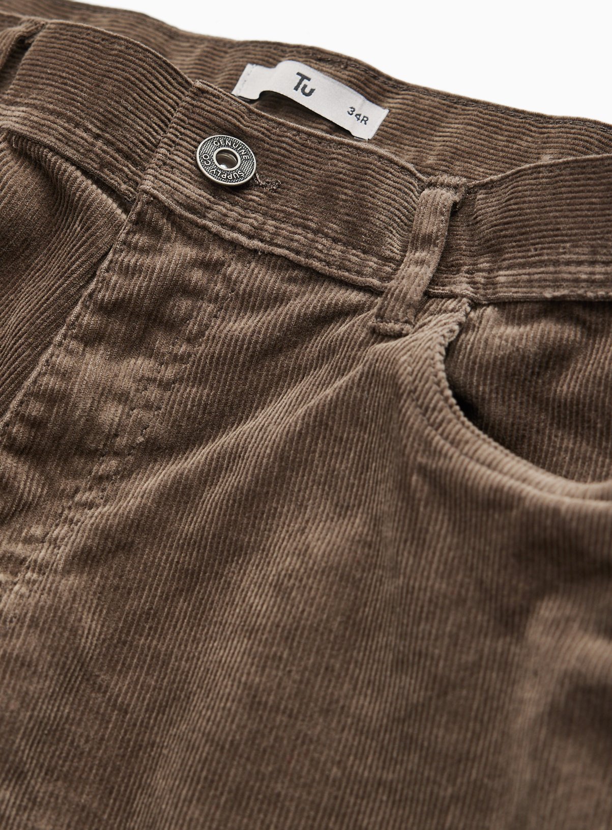 Khaki Loose Fit Corduroy Trousers 32L - Image 4 thumbnail