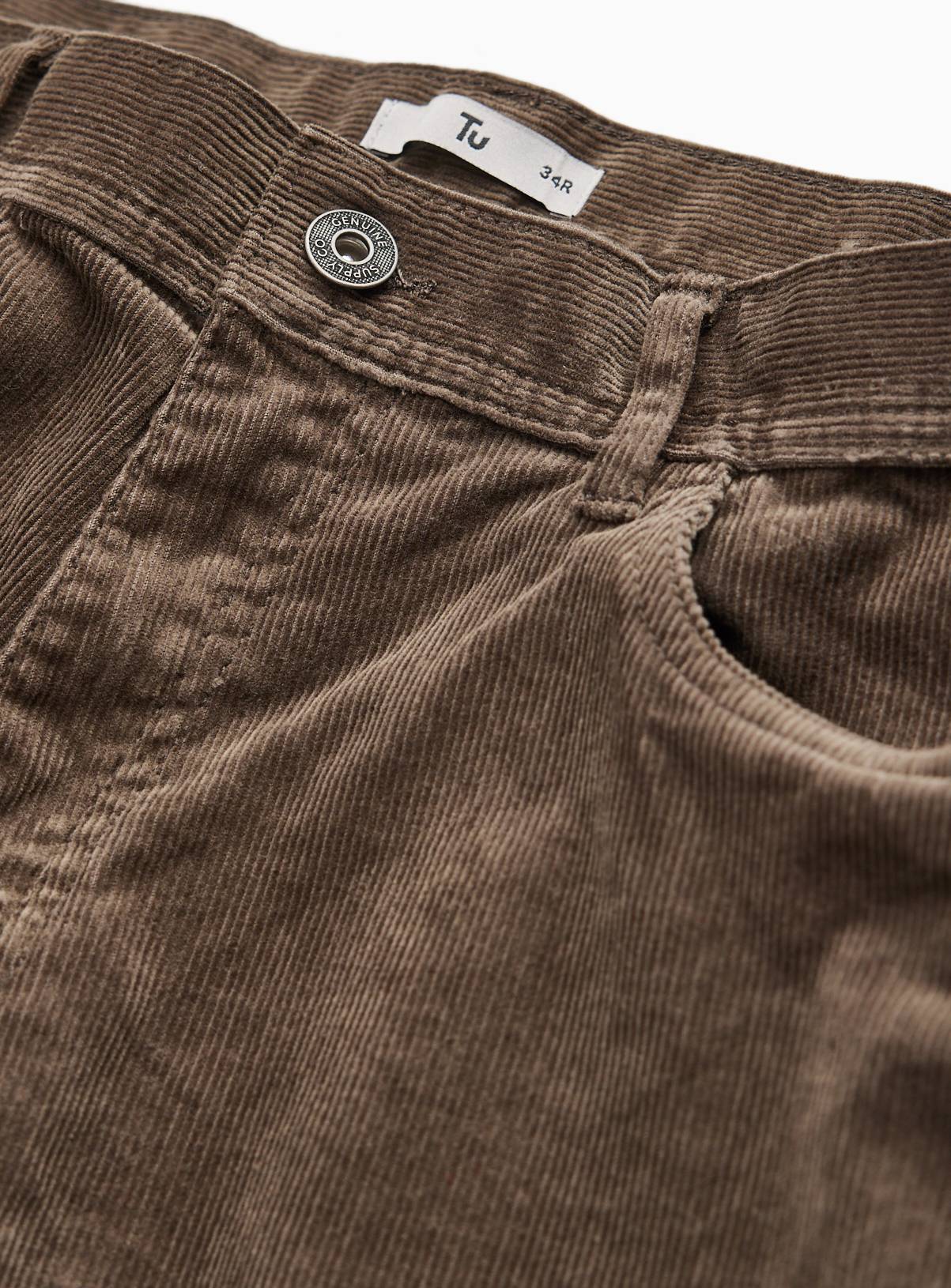 Khaki Loose Fit Corduroy Trousers 32L - Image 4