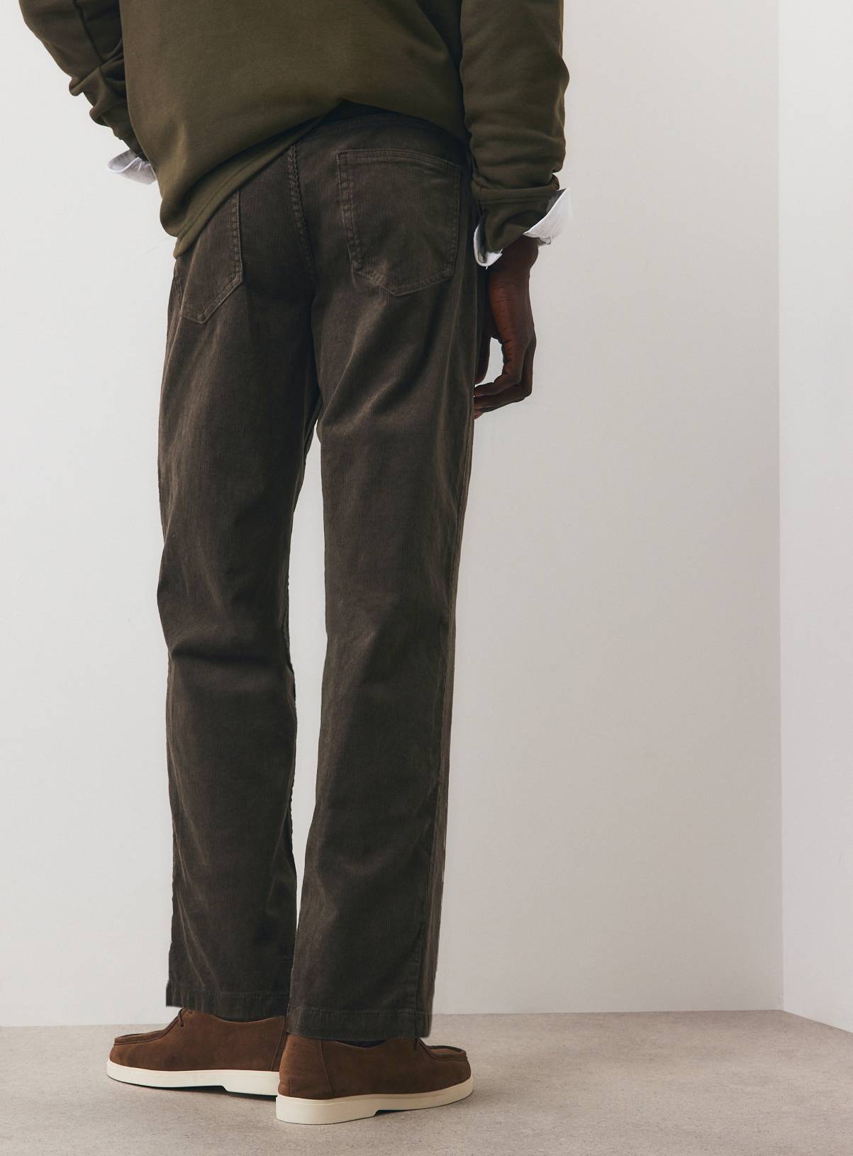 Khaki Loose Fit Corduroy Trousers 32L - Image 5