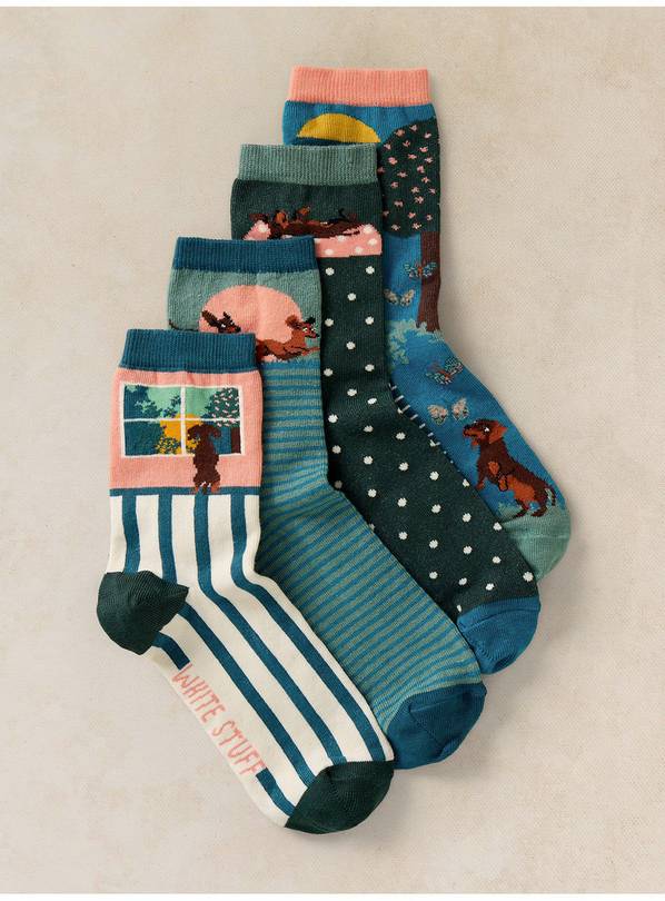WHITE STUFF 4 Pack Playful Sausage Socks 6-8