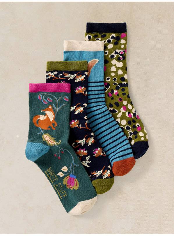 WHITE STUFF 4 Pack Garden Animal Socks 3 - 6.5