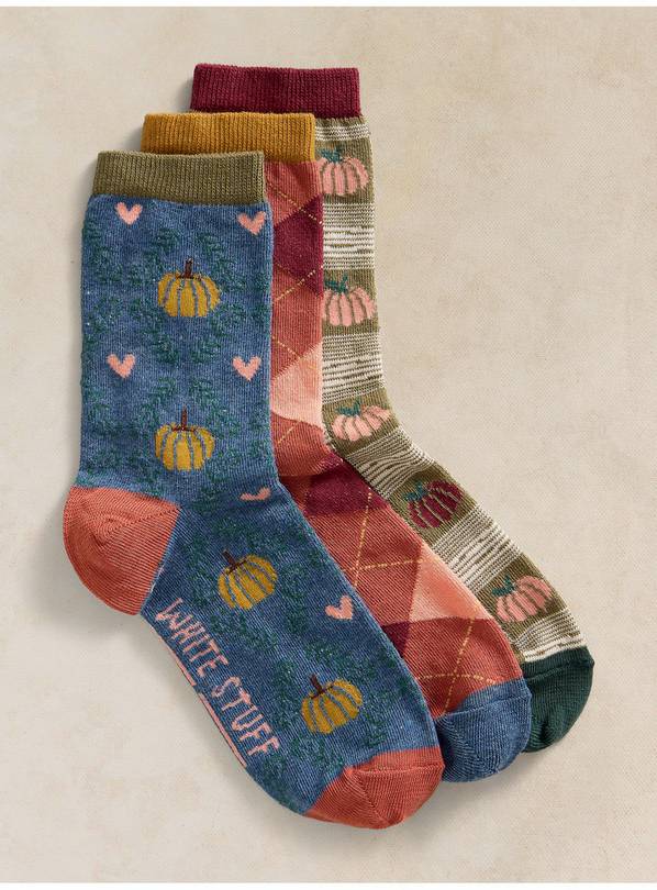 WHITE STUFF 3 Pack Pumpkin Season Ankle Socks 6-9