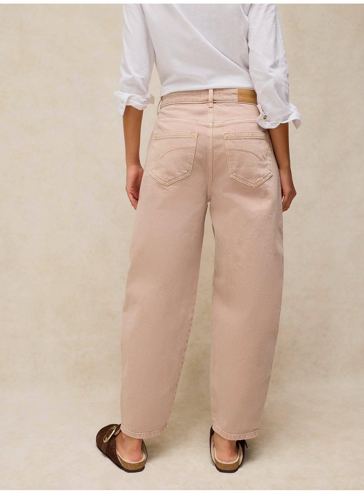 WHITE STUFF Aubrey Embroidered Barrel Jean Natural 8 - Image 3