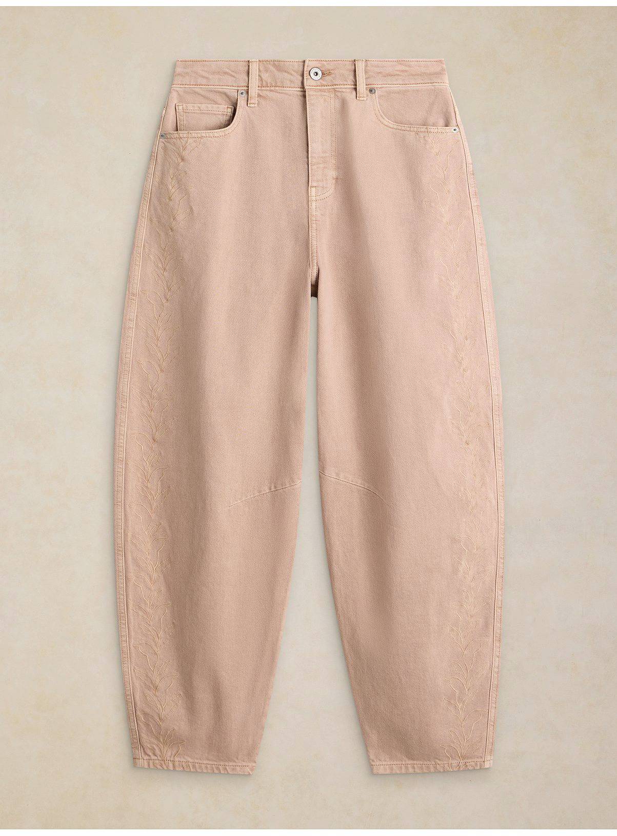 WHITE STUFF Aubrey Embroidered Barrel Jean Natural 8 - Image 5