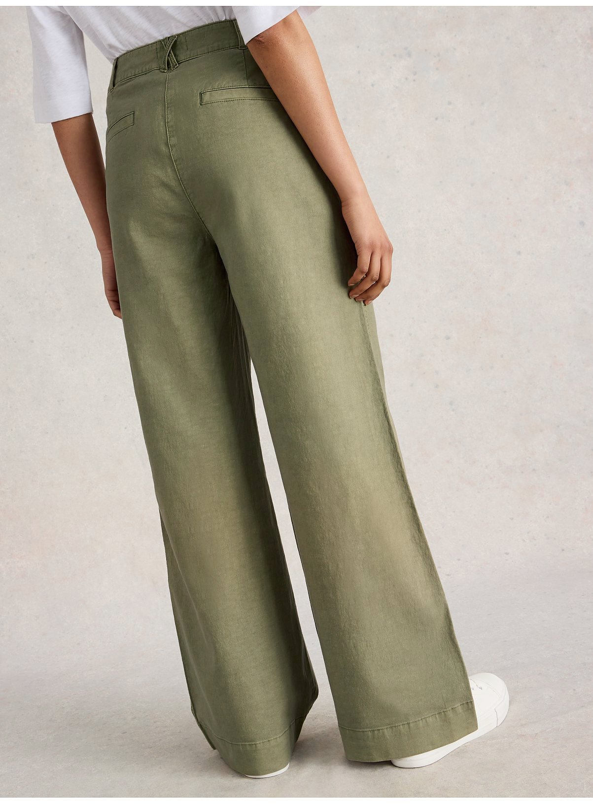 WHITE STUFF Twister Chino Wide Leg Trouser Khaki 10R - Image 3 thumbnail