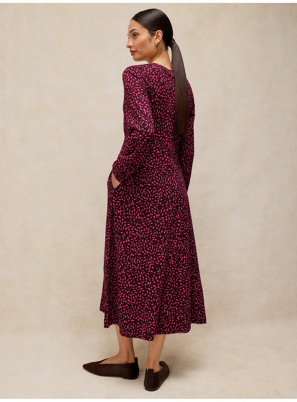 WHITE STUFF Megan Jersey Dress Pink Print 10R - Image 2 thumbnail