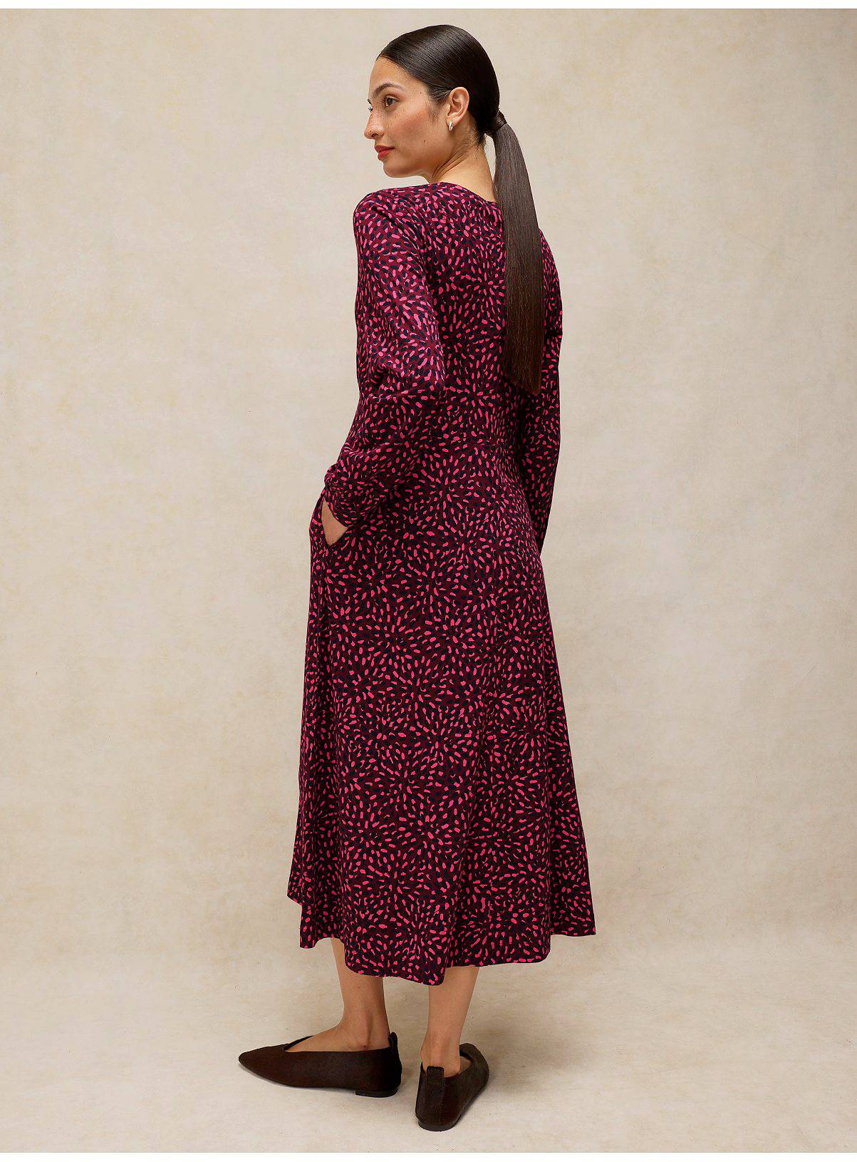 WHITE STUFF Megan Jersey Dress Pink Print 10R - Image 2