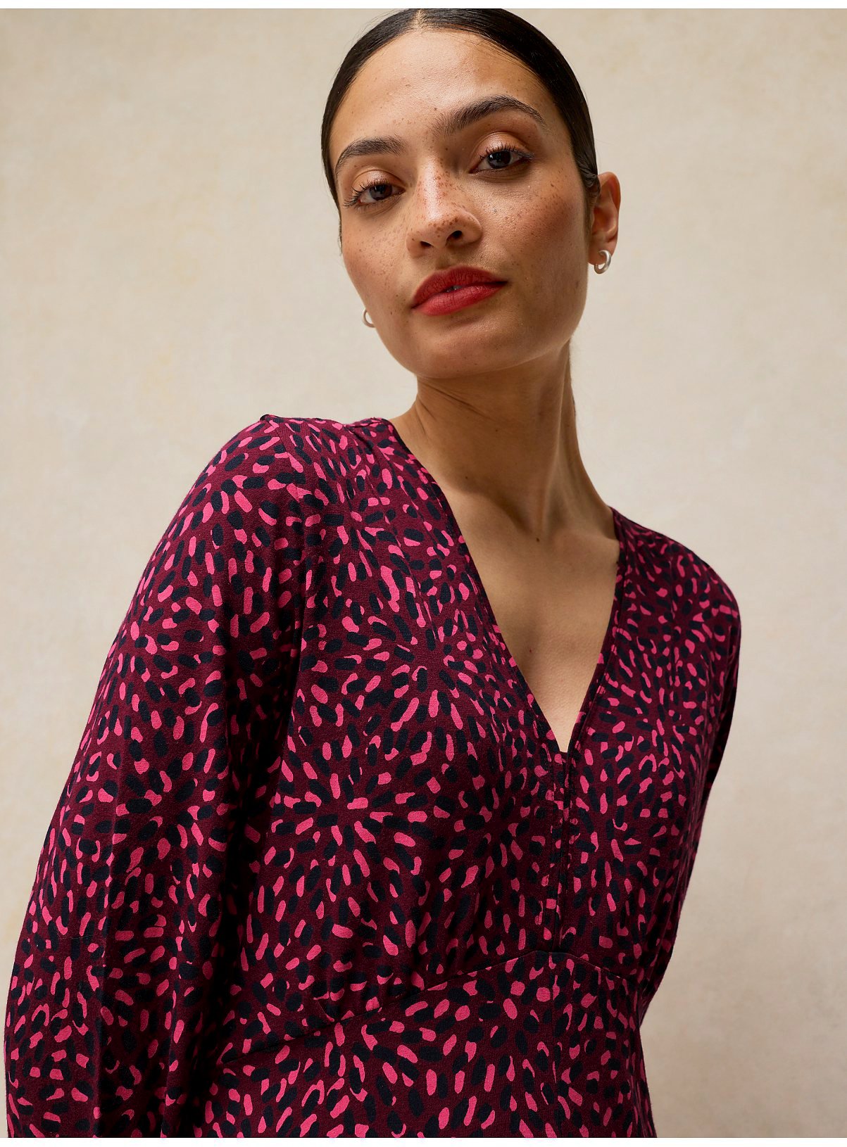 WHITE STUFF Megan Jersey Dress Pink Print 10R - Image 5 thumbnail