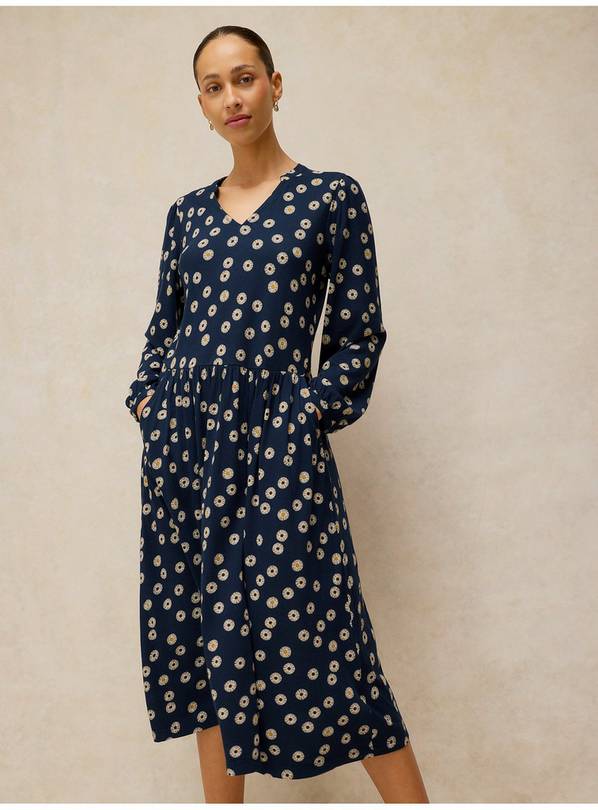 WHITE STUFF Leah Jersey Dress Navy Floral 14R