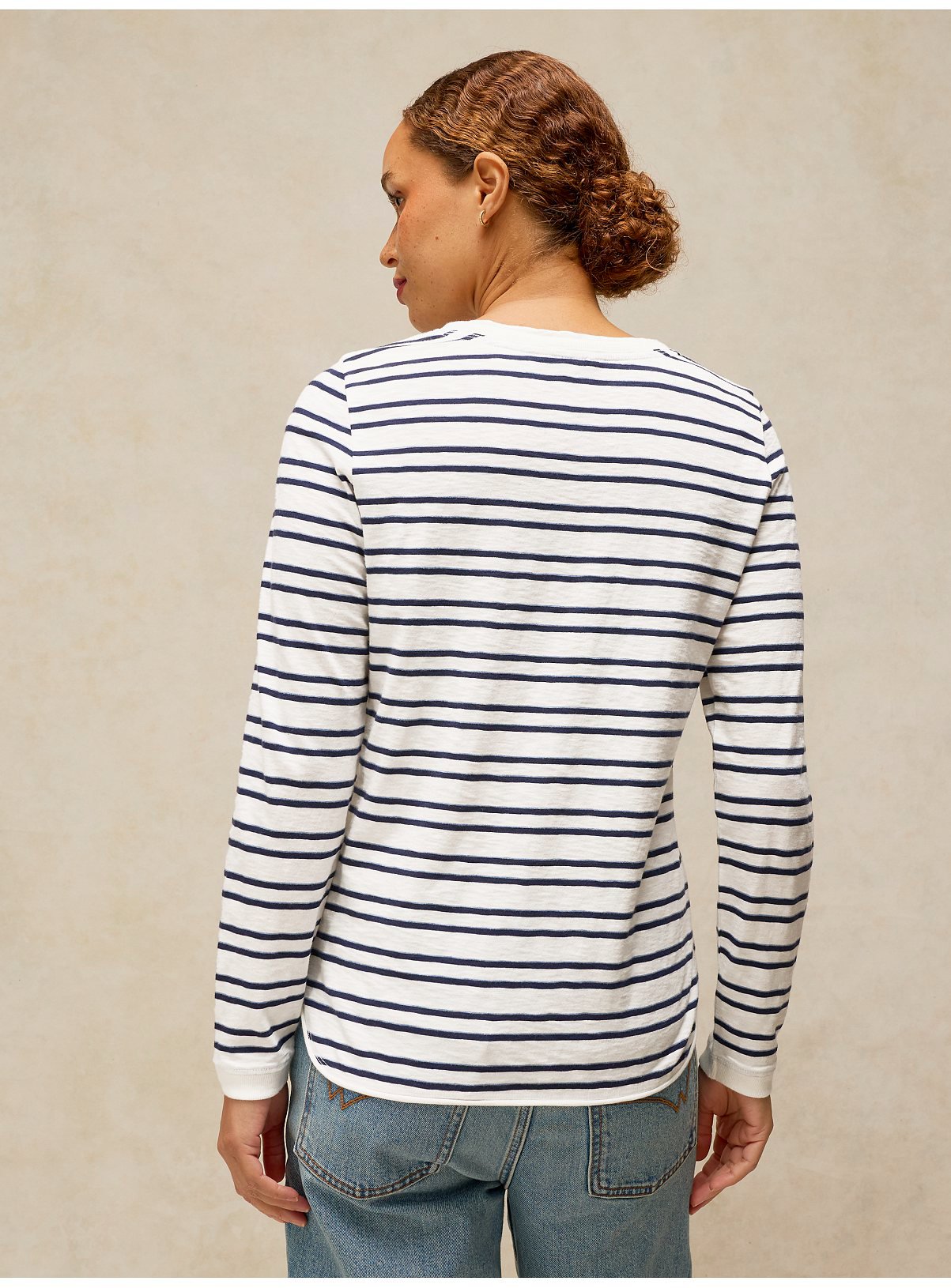 WHITE STUFF Clara Long Sleeve Stripe T-Shirt White 10 - Image 2 thumbnail