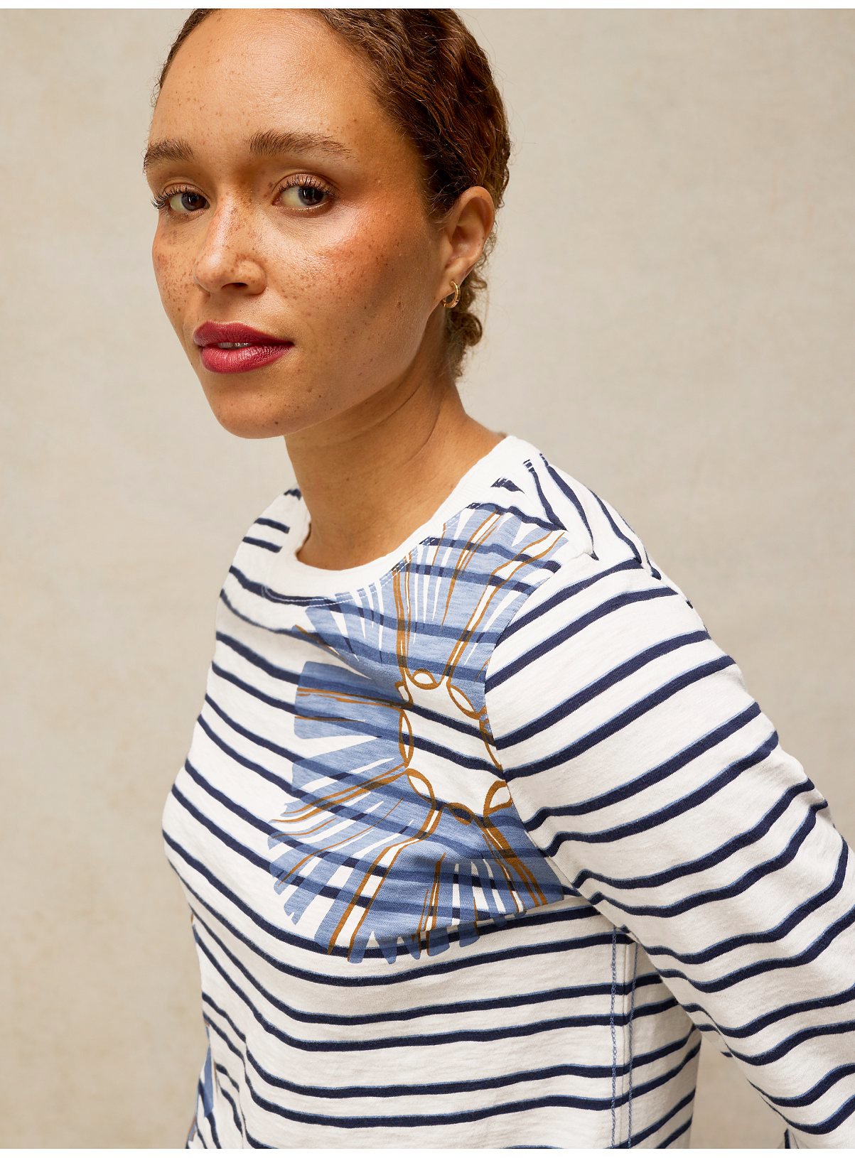 WHITE STUFF Clara Long Sleeve Stripe T-Shirt White 10 - Image 3 thumbnail