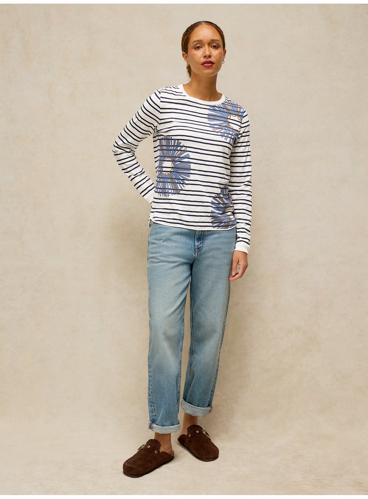 WHITE STUFF Clara Long Sleeve Stripe T-Shirt White 10 - Image 4 thumbnail