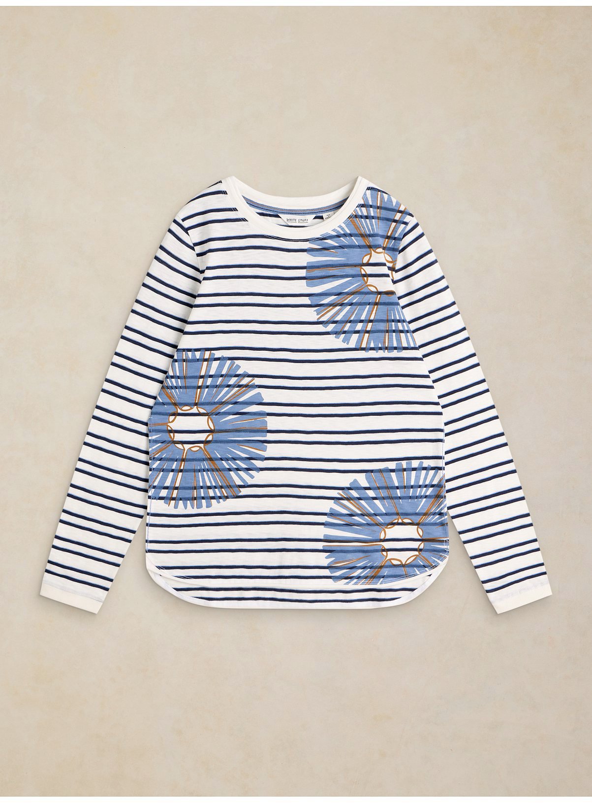 WHITE STUFF Clara Long Sleeve Stripe T-Shirt White 10 - Image 5 thumbnail