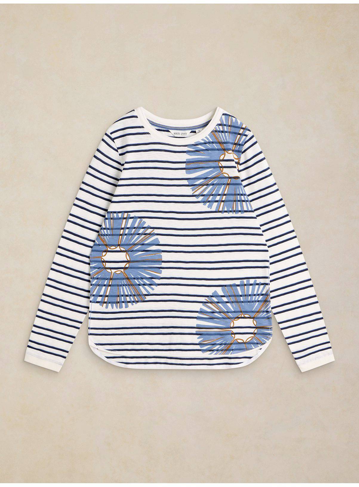 WHITE STUFF Clara Long Sleeve Stripe T-Shirt White 10 - Image 5