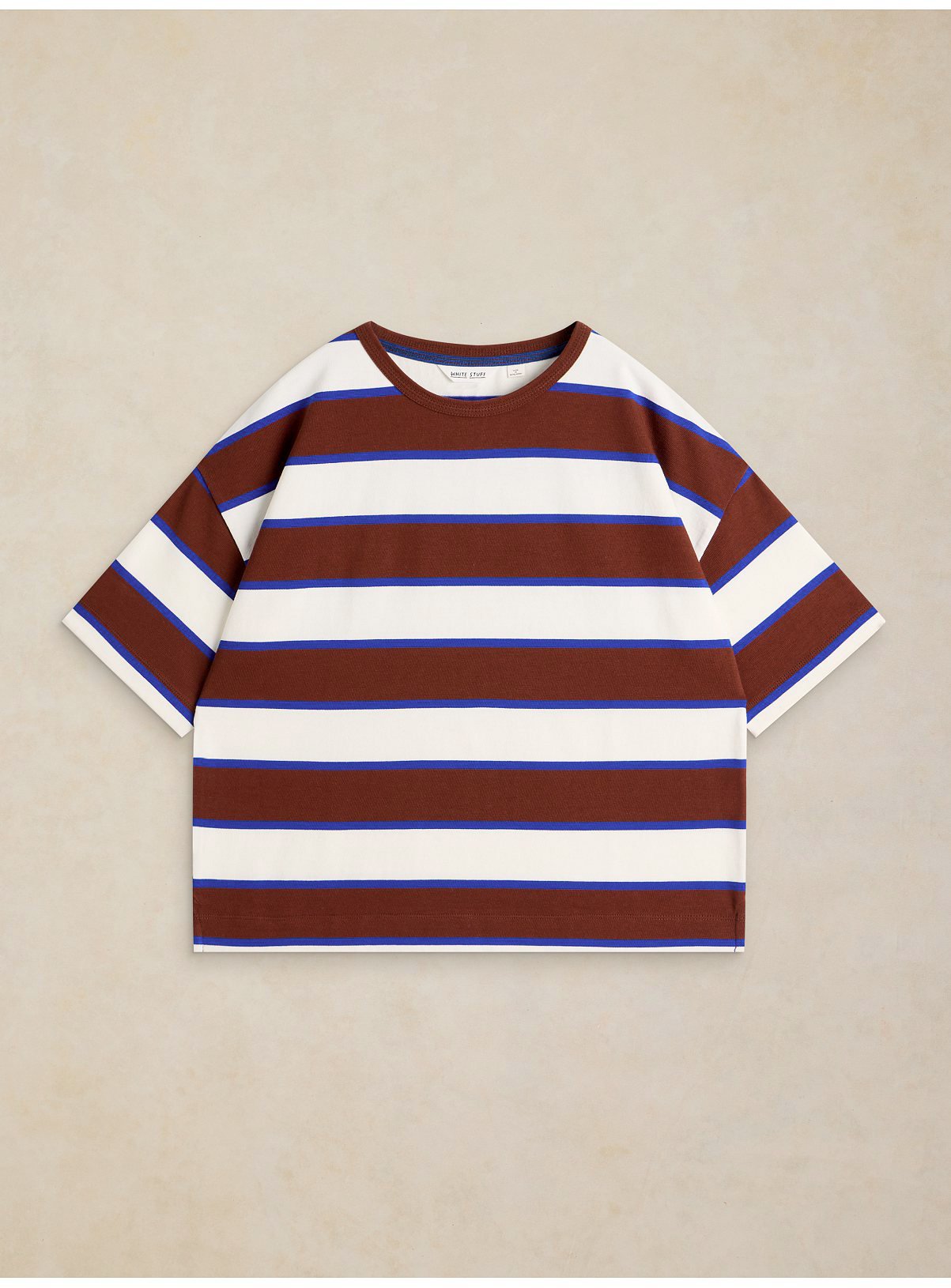 WHITE STUFF Kat Stripe Midweight T-Shirt Brown 14 - Image 5 thumbnail