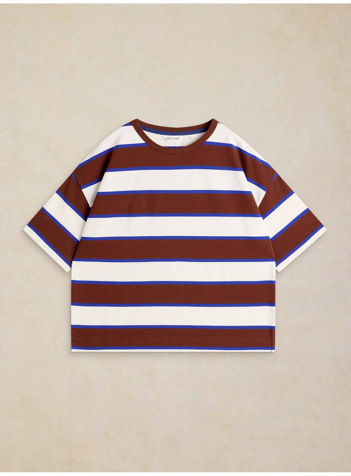 WHITE STUFF Kat Stripe Midweight T-Shirt Brown 14 - Image 5