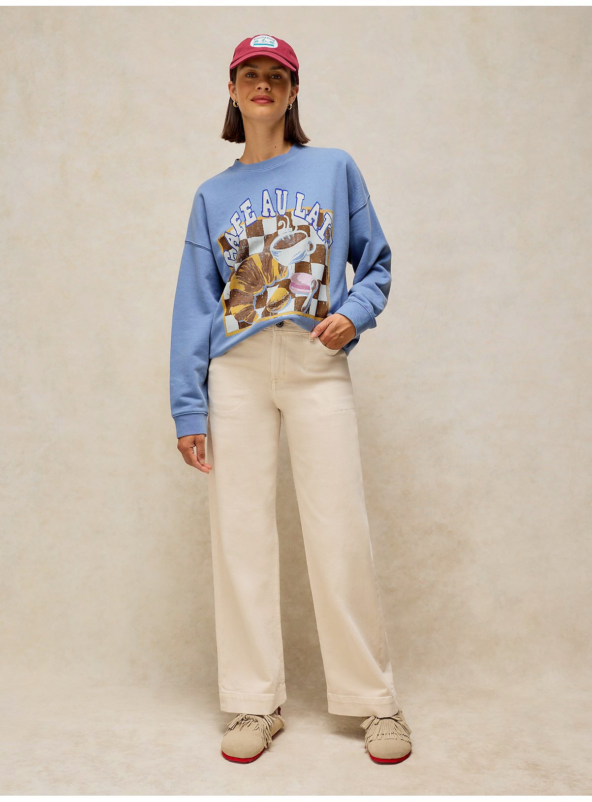 WHITE STUFF Cleo Longline Graphic Sweat Blue 16 - Image 3 thumbnail