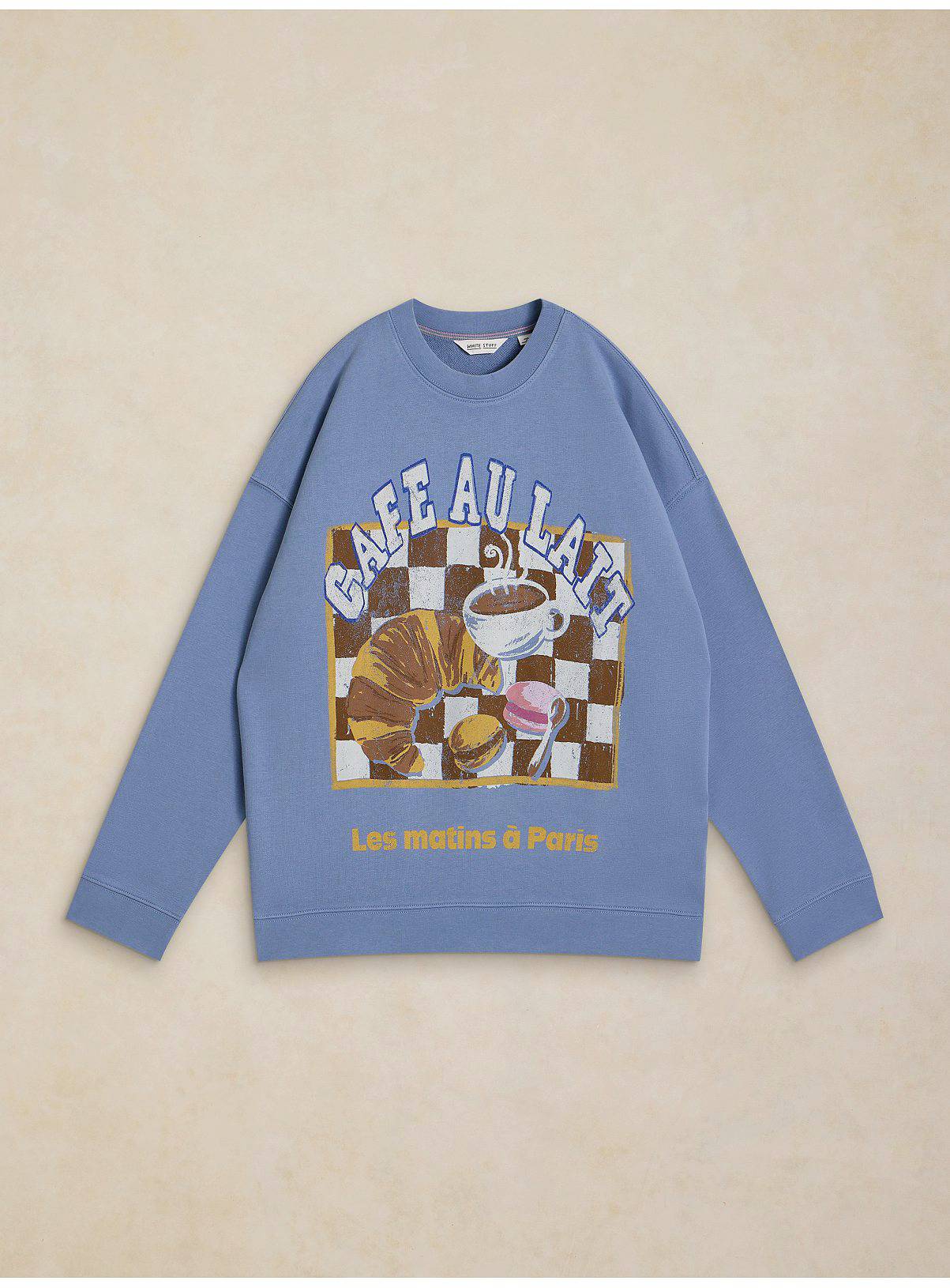 WHITE STUFF Cleo Longline Graphic Sweat Blue 16 - Image 5