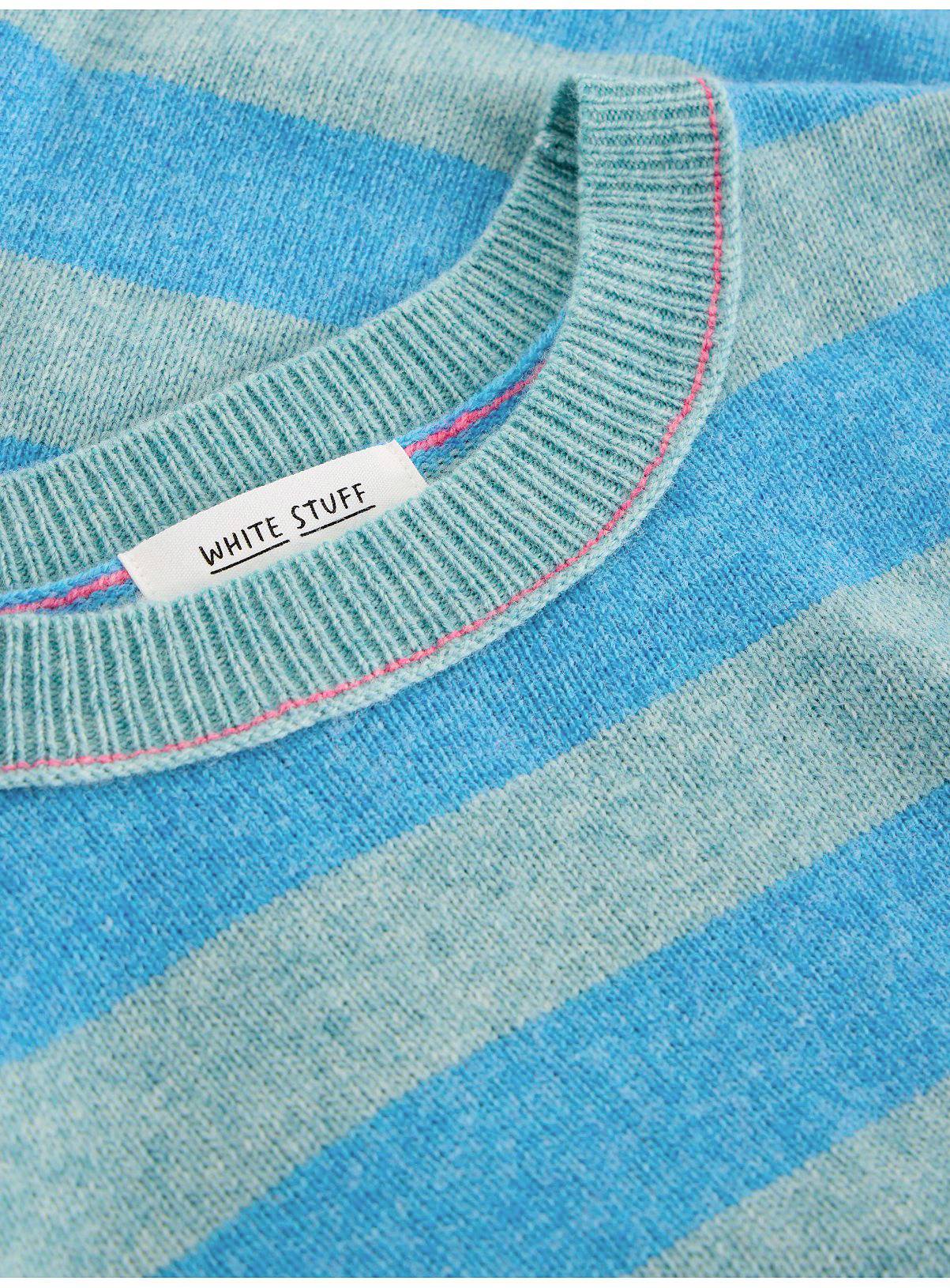 WHITE STUFF Sansa Wool Blend Stripe Knitted T-Shirt Blue 18 - Image 6