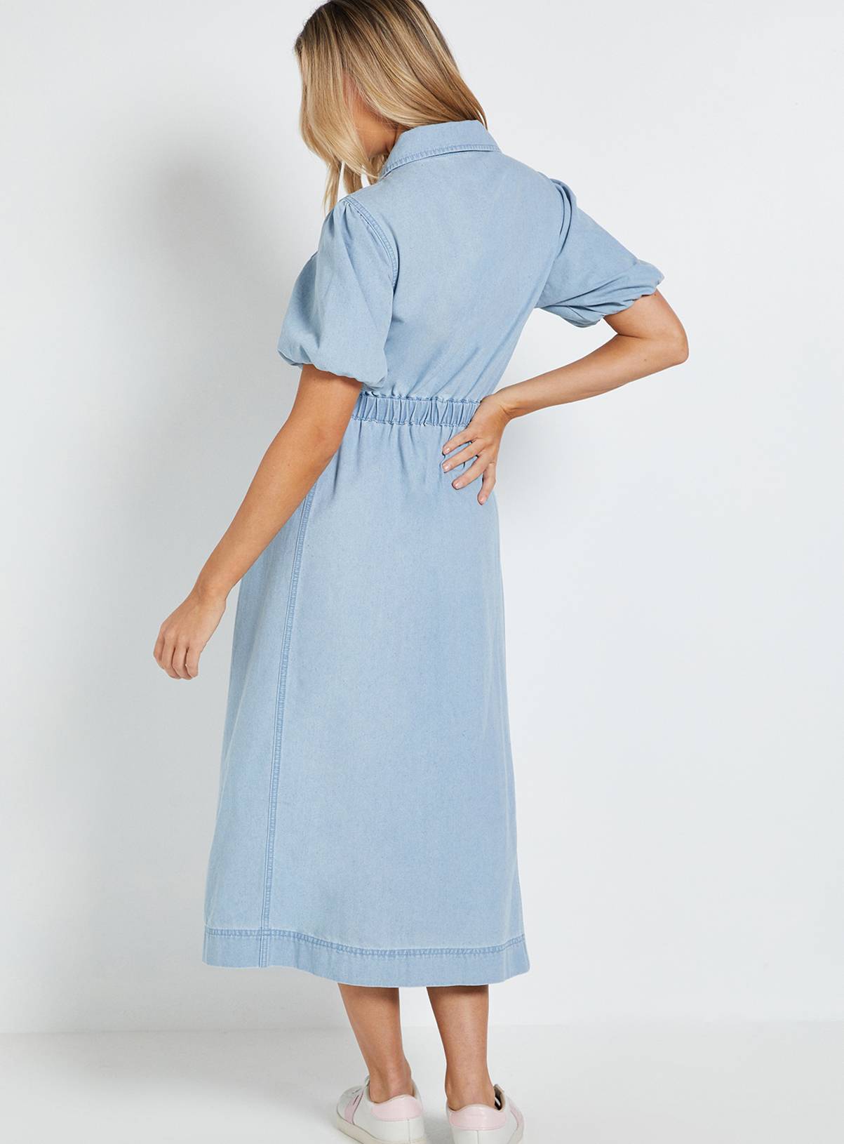 DOROTHY PERKINS Volume Sleeve Wrap Midaxi Denim Dress 14 - Image 3