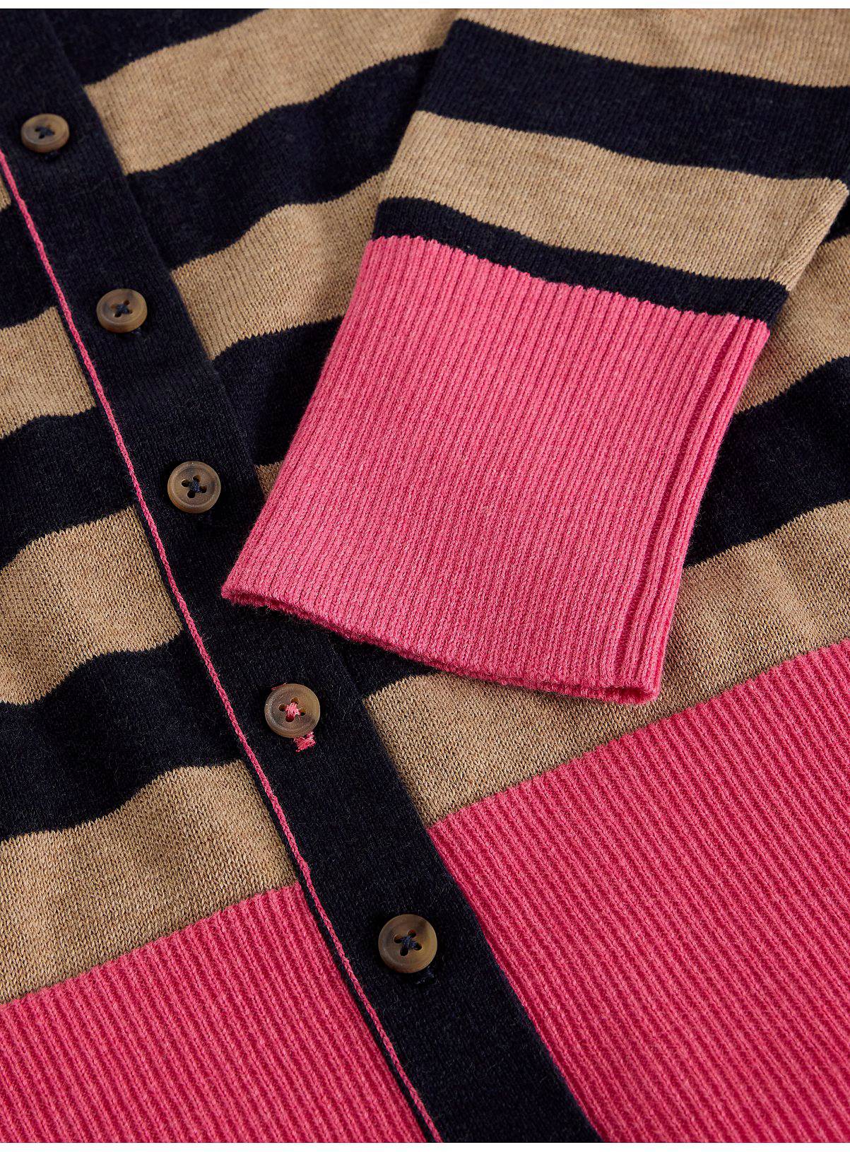 WHITE STUFF Lois Stripe Cardigan Navy Brown 18 - Image 6