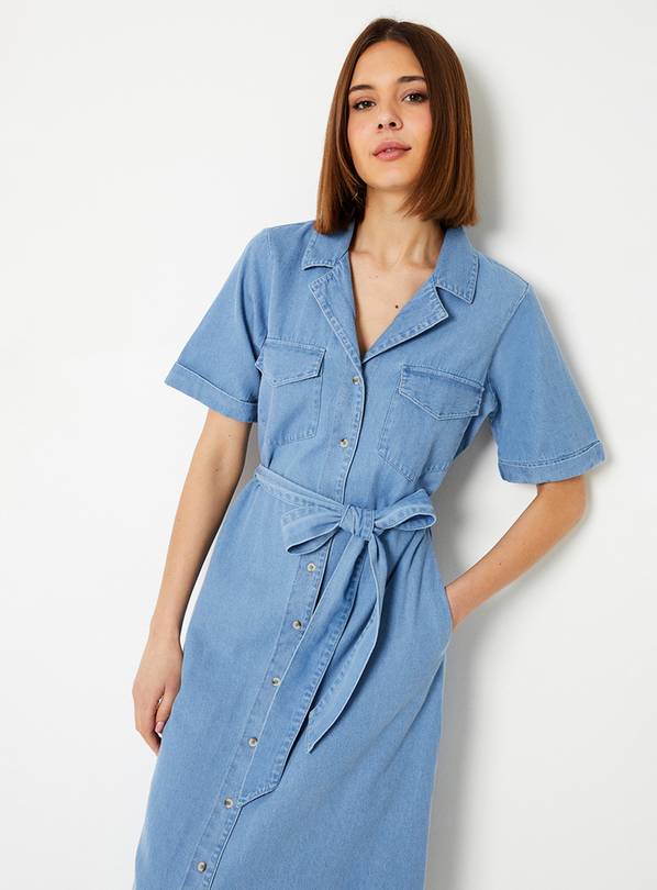 DOROTHY PERKINS Denim Belted Button Through Midi Dress 14