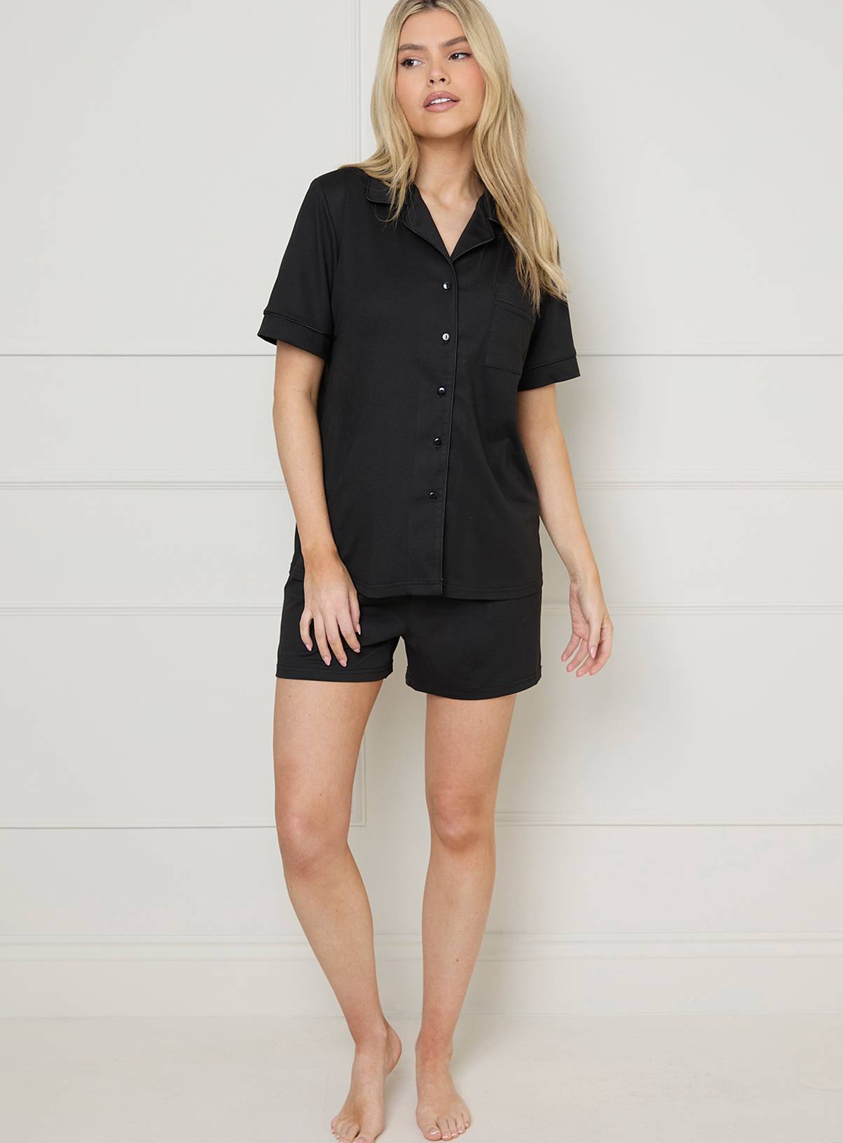 DOROTHY PERKINS Nightwear Jersey Shortie Pyjamas Black L - Image 2