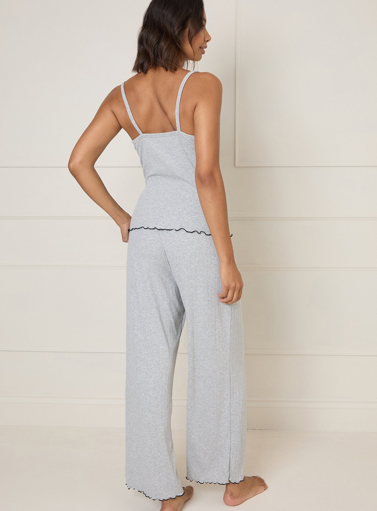 DOROTHY PERKINS Pointelle Jersey Pyjama Set Grey L - Image 3 thumbnail